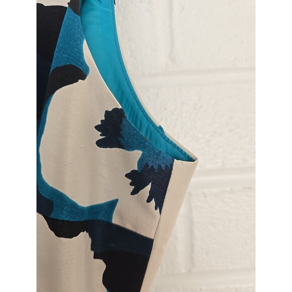 Oscar De La Renta Dress Size 16 Floral Blue Sleeveless Vintage Hawaiian MuMu - Picture 8 of 16